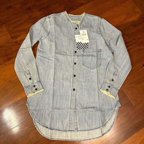 Sandrine Rose (sold by Free People) NWT light denim long sleeve button down shir - Picture 1 of 10